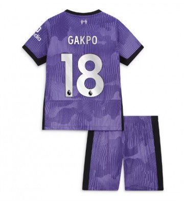 Liverpool Cody Gakpo #18 Kolmas Pelipaita Lasten 2023-24 Lyhyet Hihat (+ Lyhyet housut)